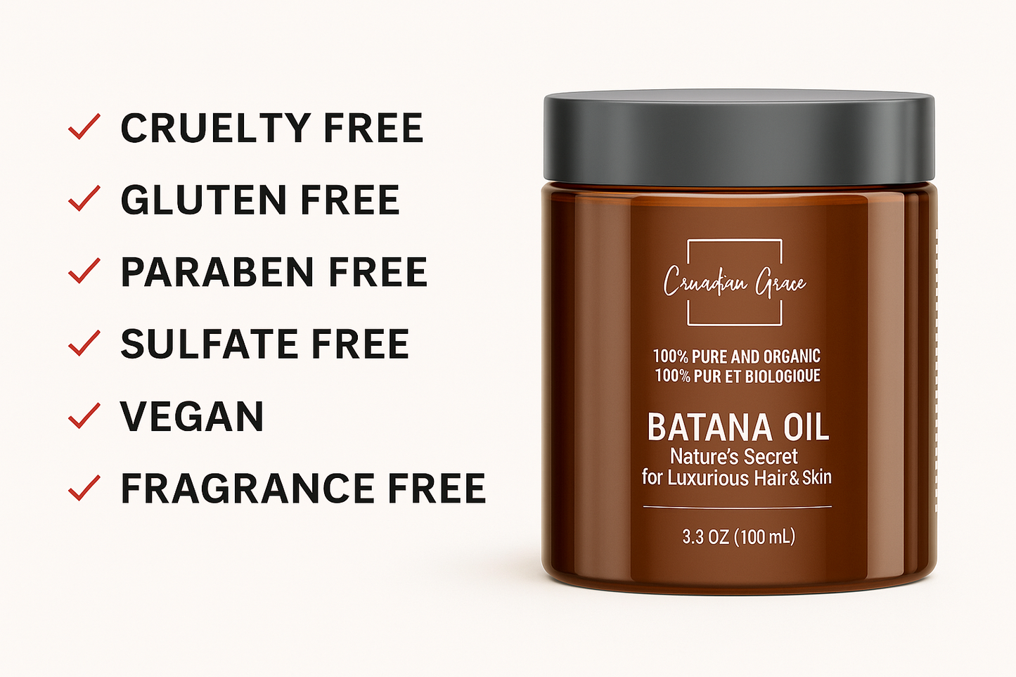 Canadian Grace - Canadian Grace Premium 100% Organic Batana Oil – Raw & Authentic from the Misquita, Honduras for Hair Growth & Skin Nourishment