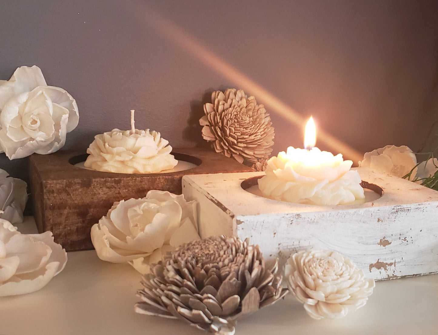 The Flower Box Candle in Brown washed Vanilla Bean Scented