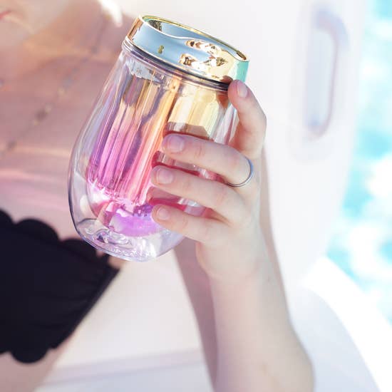Metallic Ombre Stemless Wine Tumbler-Orange