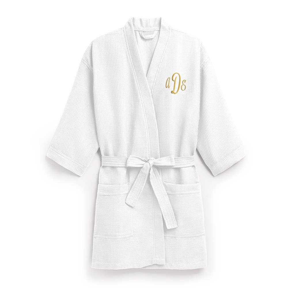 Women’s Waffle Knit Robe - White- No Monogram