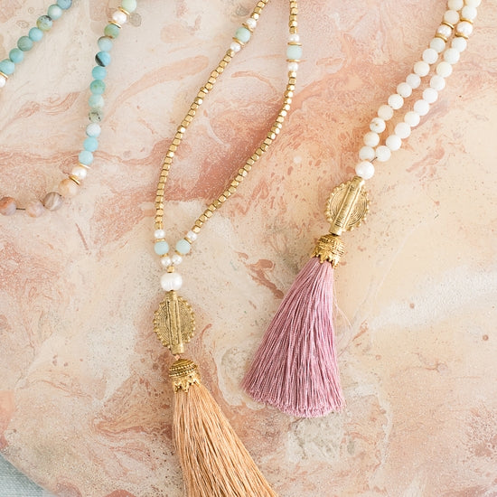 Mala Necklace - Matte Pink & Jasper