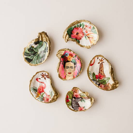Tropical Decoupage Oyster Ring/Decor Dish - Zebra