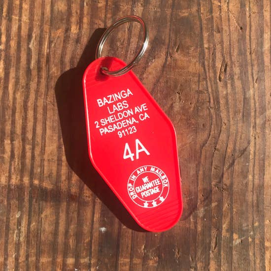 Retro Motel Key Chain "Bazinga labs"