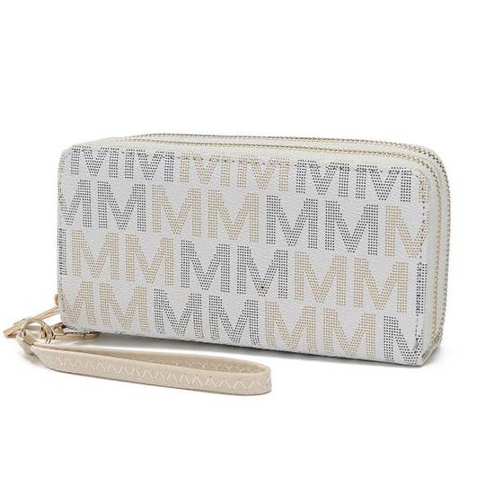 MKF Collection Hofstra M Signature Wallet Wristlet by Mia K - White
