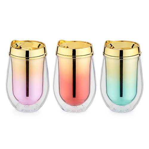 Metallic Ombre Stemless Wine Tumbler-Orange