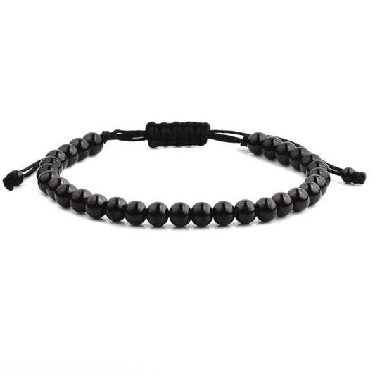 Polished Stainless Steel Adjustable Bracelet - Black