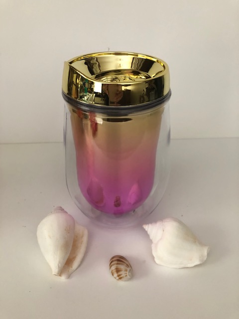 Metallic Ombre Stemless Wine Tumbler-Pink
