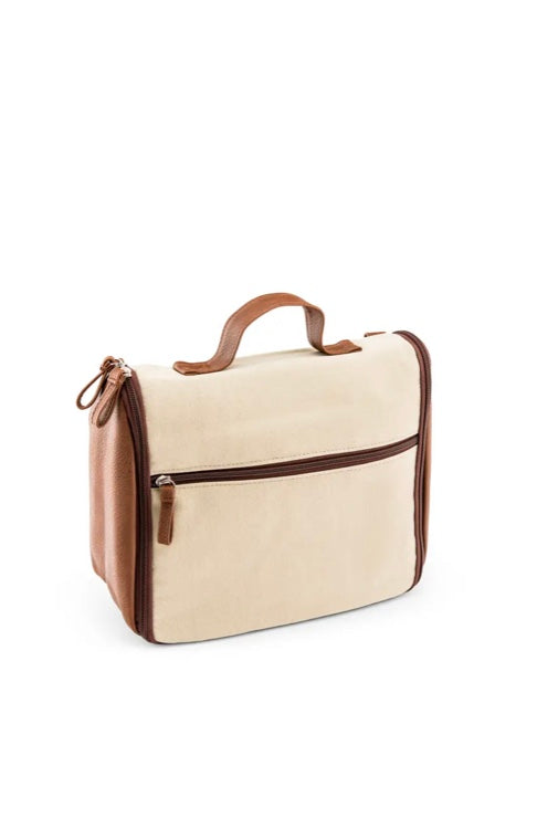 Men’s Hanging Travel Toiletry Bag - Light Brown Canvas