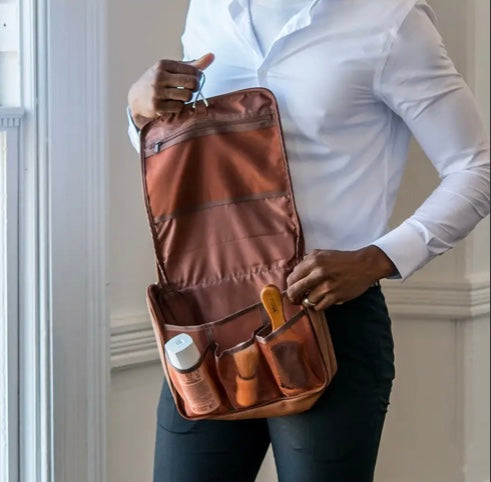 Men’s Hanging Travel Toiletry Bag - Light Brown Canvas