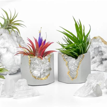 Raw Clear Quartz Geode Planter, Crystal Planter Pot
