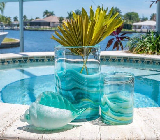 Glass Conch Shell-Teal