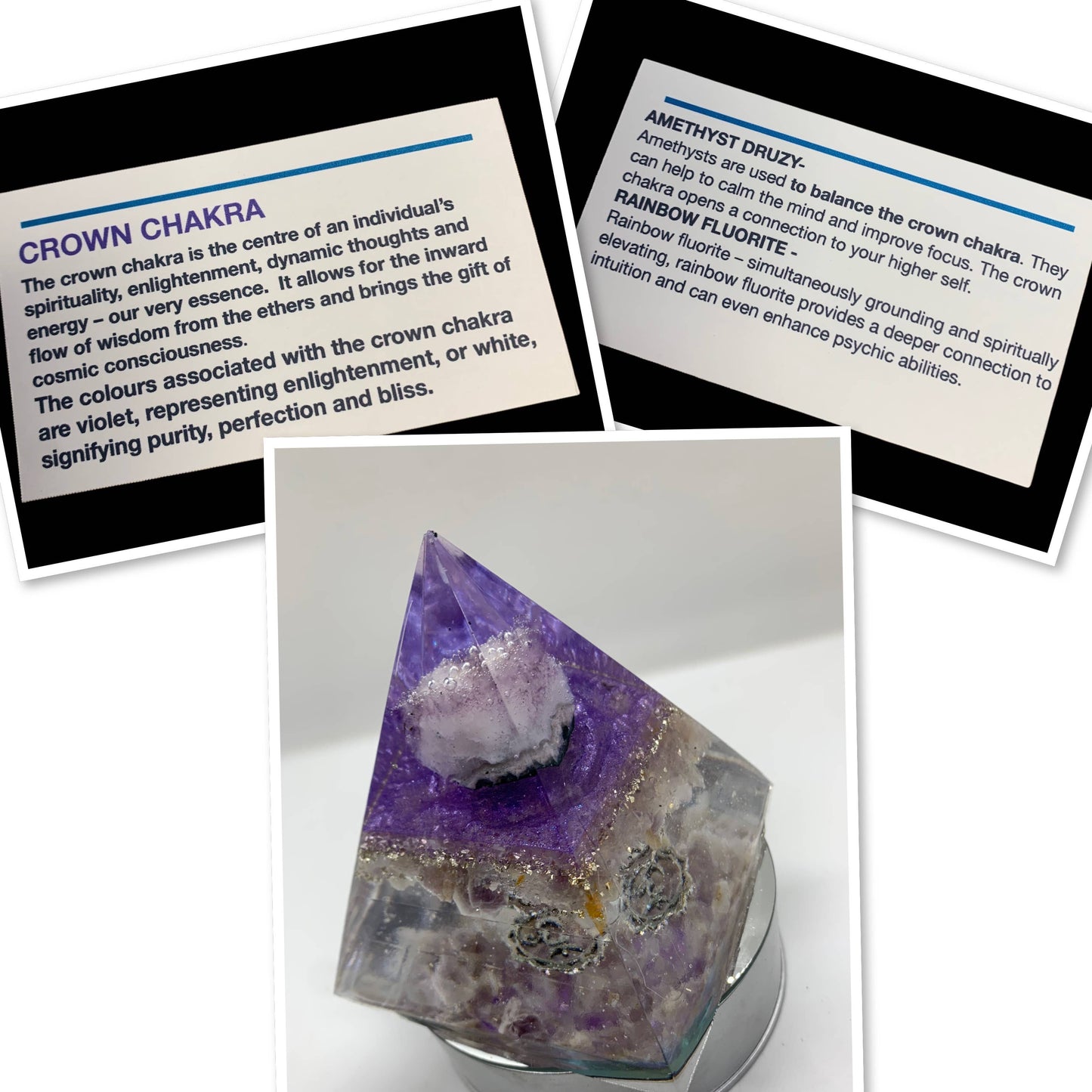 Orgonics by Driftwood Works Inc - CHAKRA-CROWN Orgone Pyramid