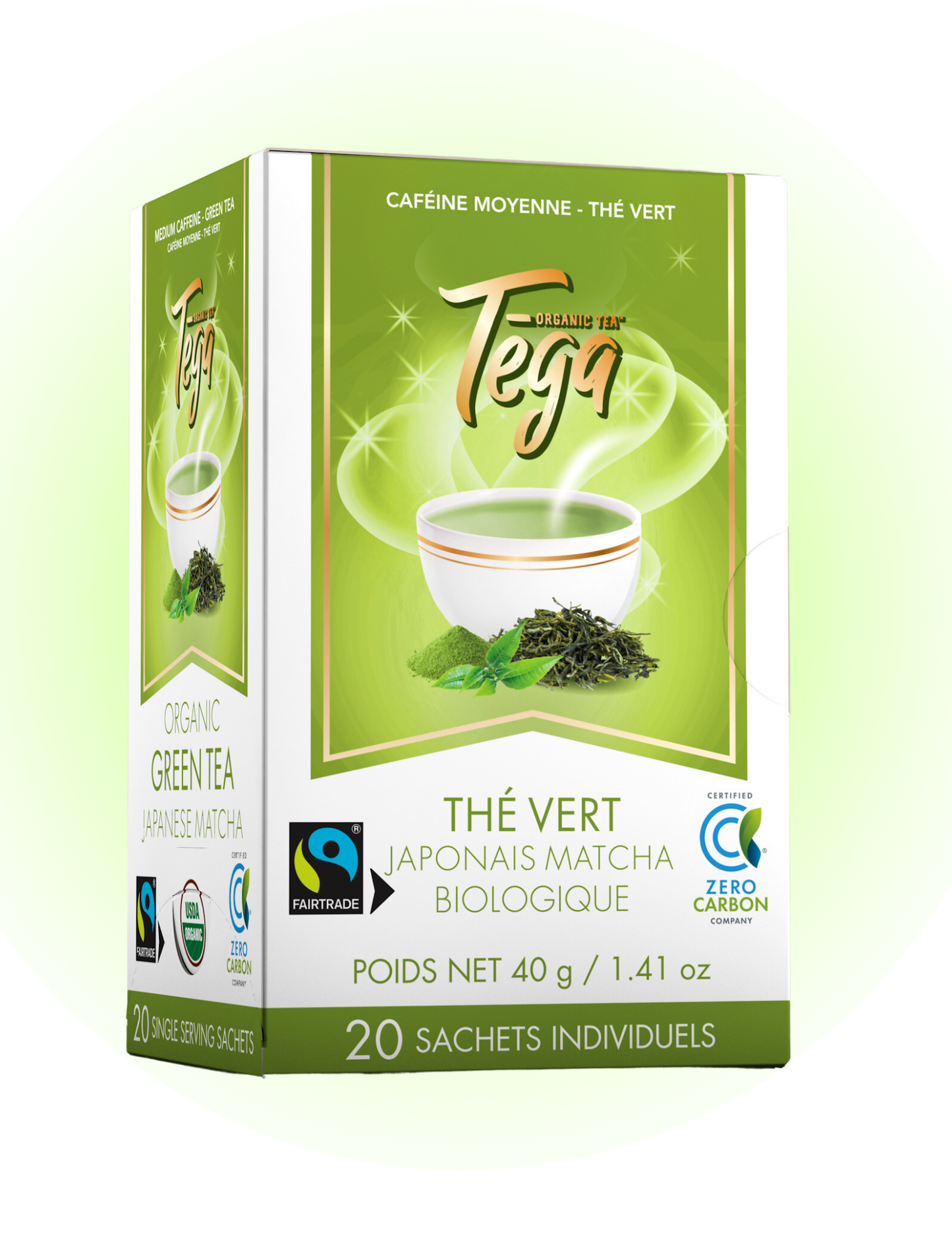 Tega Organic Tea - Sencha Green Tea with Japanese Matcha Organic FT 20ct