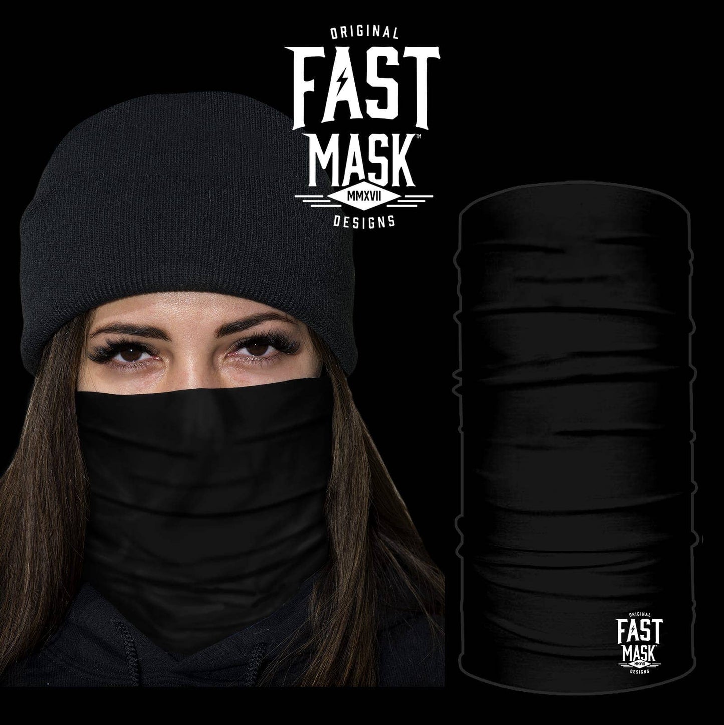 Live Fast Gear - Plain Black Fastmask *Now with Sewn Edges*