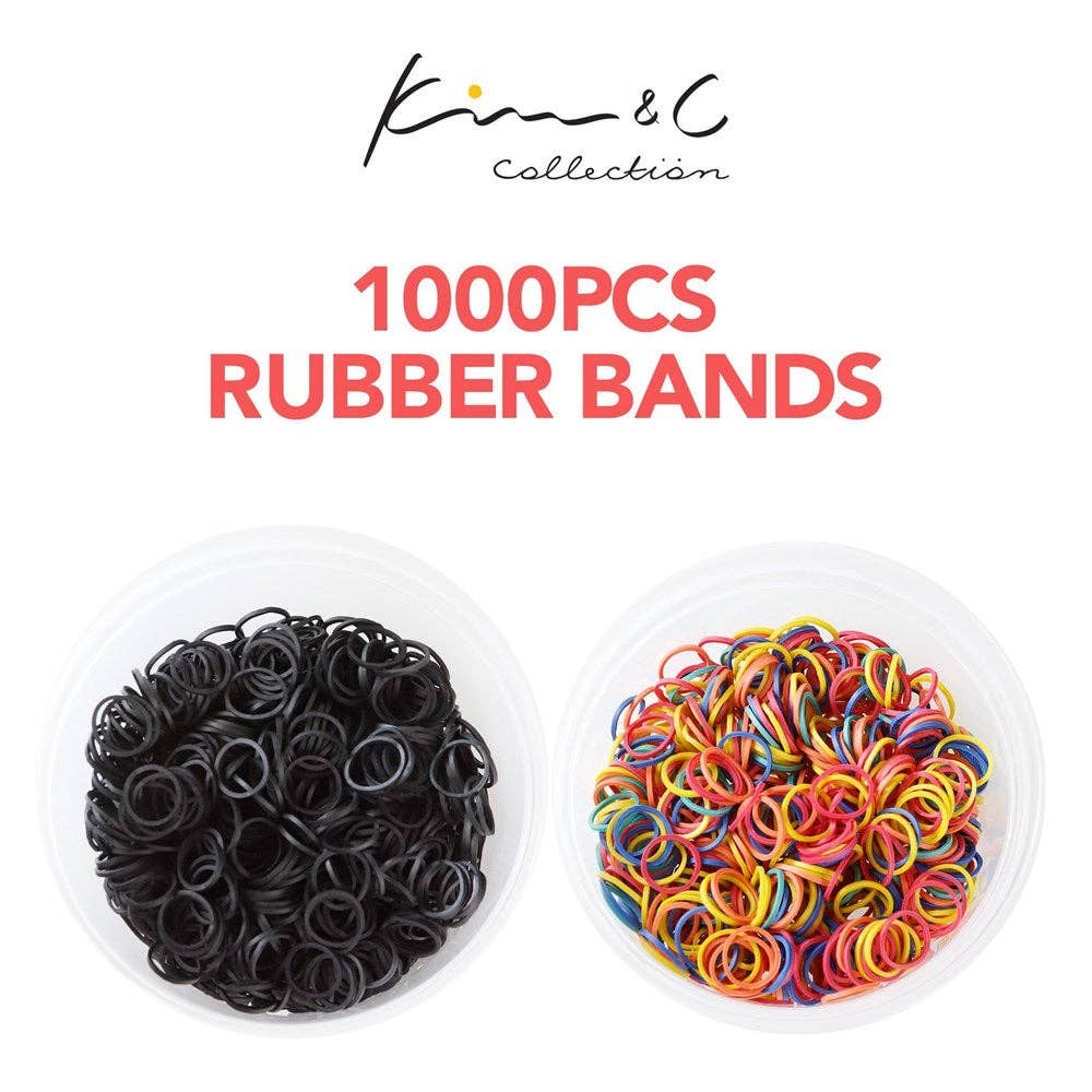Josriel's Beauty Supply - KIM & C 1000pcs Rubber Bands  (Assorted & Black)