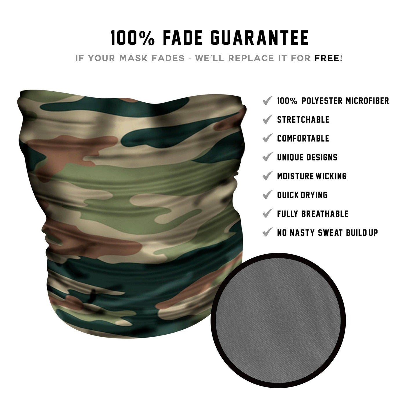 Live Fast Gear - Woodland Camo Neck Gaiter *Now with Sewn Edges*