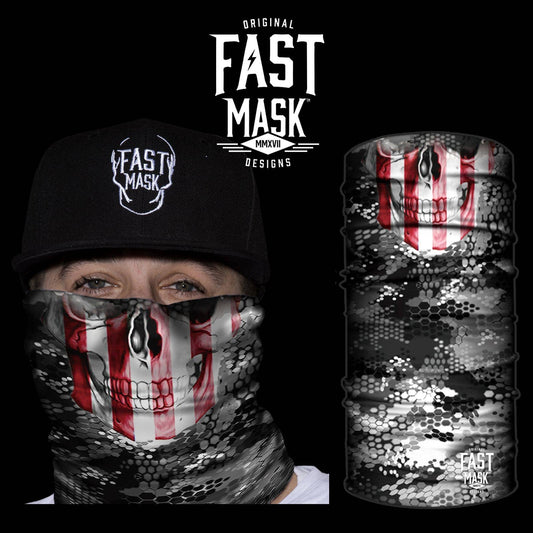 Live Fast Gear - Red & White Skull  Neck Gaiter * Now With Sewn Edges*