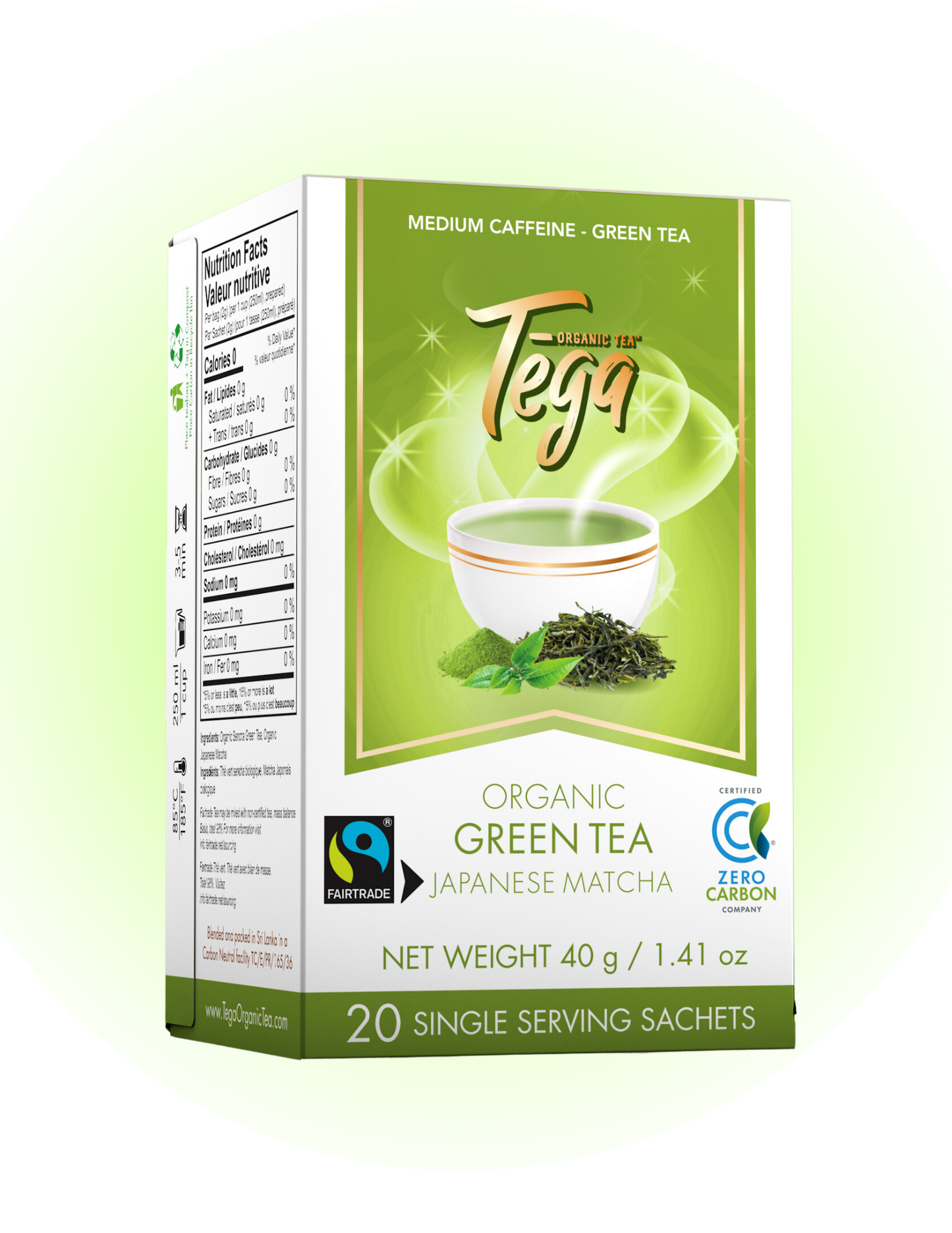 Tega Organic Tea - Sencha Green Tea with Japanese Matcha Organic FT 20ct