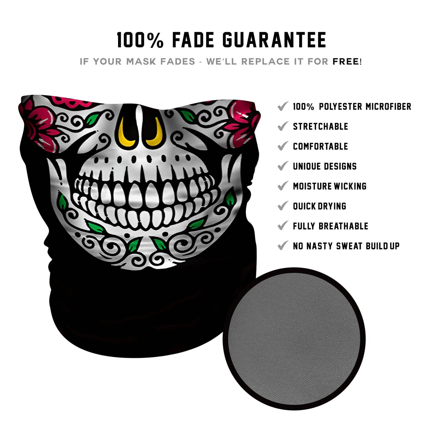 Live Fast Gear - Sugar Skull Face Neck Gaiter