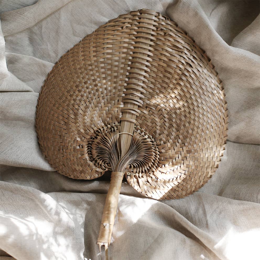 Balinese Woven Hand Fan "Ono" Toasted - SMALL