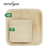 Dinner Set 10" and 7" Palm Leaf Disposable Plates - Square Set (25 of each)