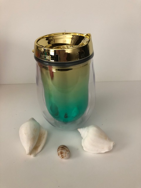 Metallic Ombre Stemless Wine Tumbler-Green