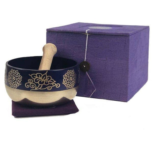 Medium Tibetan Singing Bowl Gift Set Purple