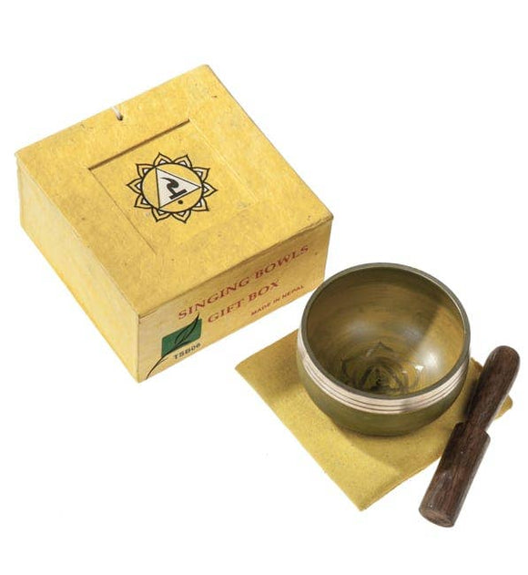 Tibetan Singing Bowl Gift Set Yellow Solar Plexus