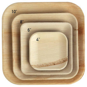 Palm Leaf Bamboo Like Square Plates- Pack of 25 plates (6 inch)