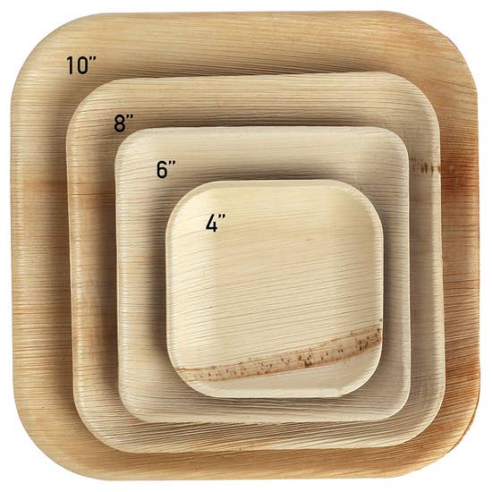 Palm Leaf Bamboo Like Square Plates- Pack of 25 plates (6 inch)