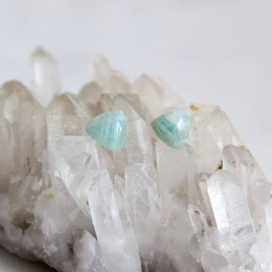 Amazonite Stud Earrings - Triangle