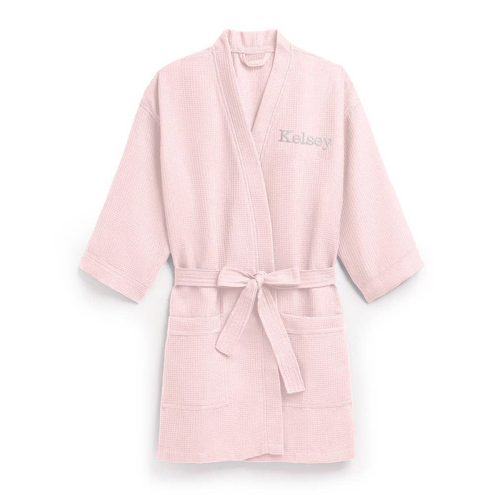 Women’s Waffle Knit Robe - Blush Pink- No Monogram