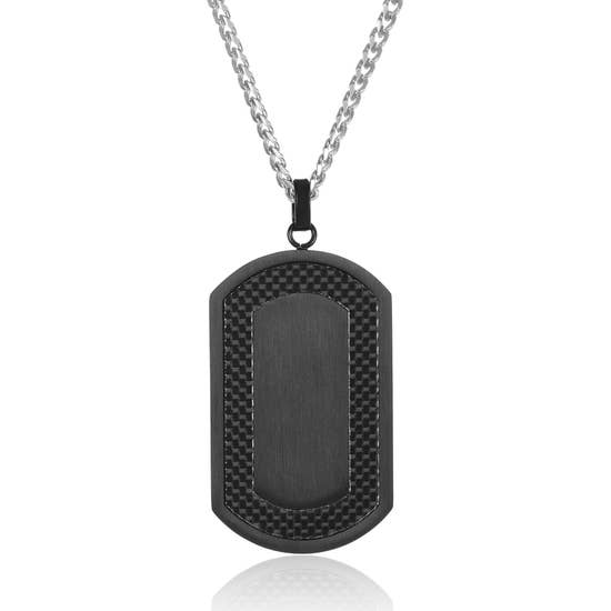 Black Frame Pendant Necklace 24"