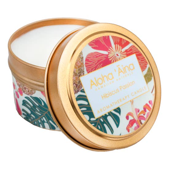 Hibiscus Passion Gold Tin Candle
