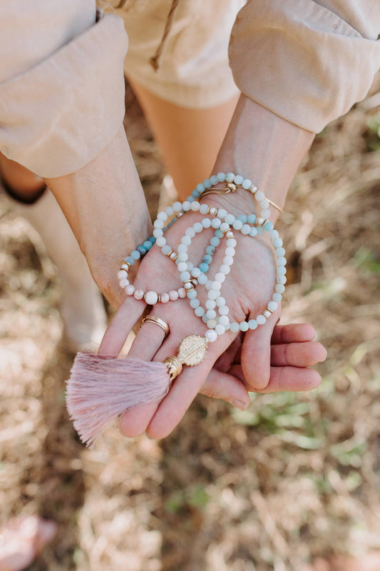 Mala Necklace - Matte Pink & Jasper