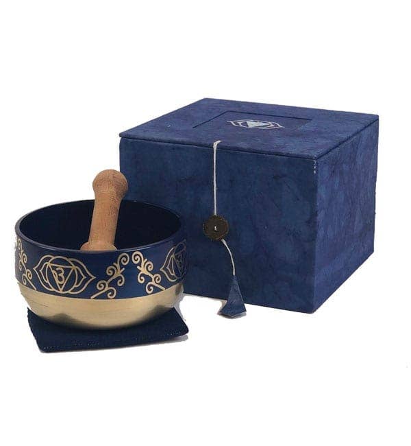 Medium Tibetan Singing Bowl Gift Set Cobalt