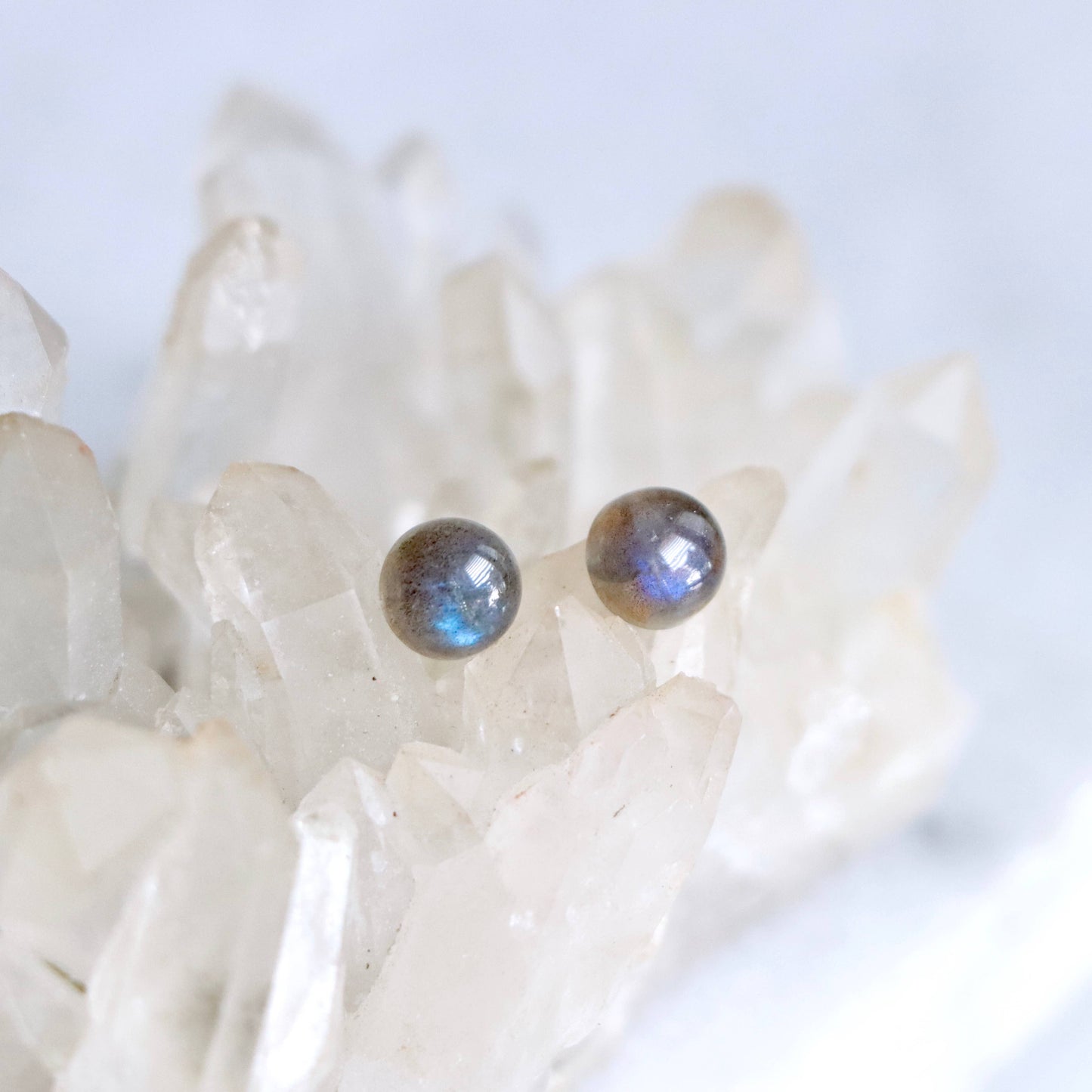 Labradorite Stud Earrings - Round