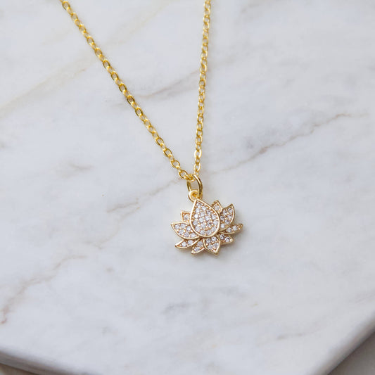 CZ Lotus Necklace