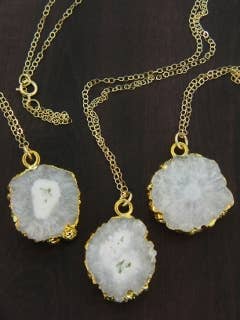 Gold Solar Quartz Necklace - White