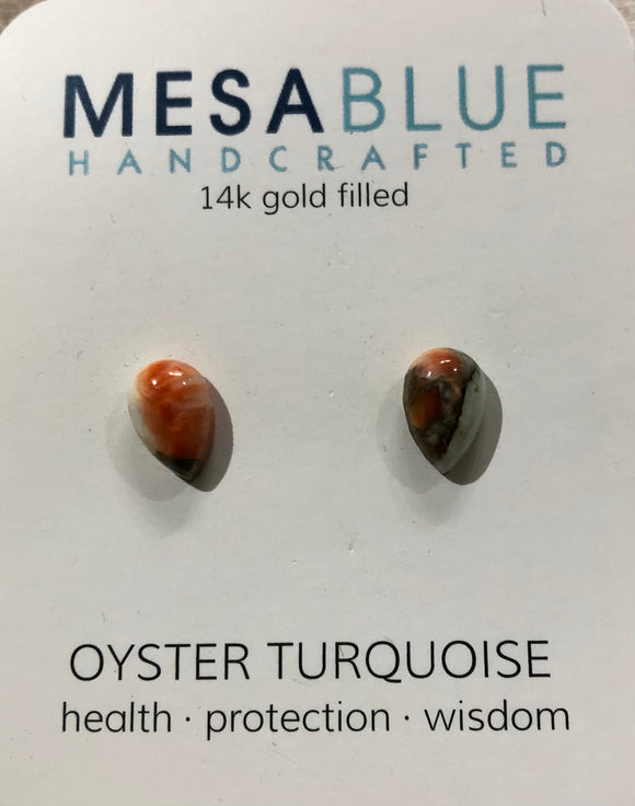 Oyster Turquoise Stud Earrings - Teardrop