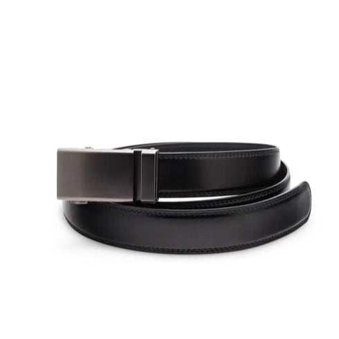 Men’s Black Leather Belt- Black Buckle