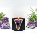 Raw Amethyst Candle Holder | Black, Black Crystal Candle