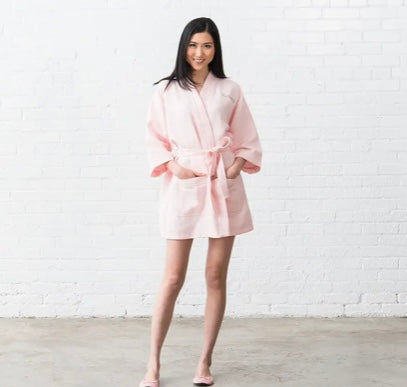 Women’s Waffle Knit Robe - Blush Pink- No Monogram